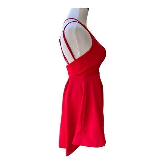 B.Darlin B Darlin Spaghetti Strap V Neck High Low Fit Flare Dress Red Size 1/2 - Picture 4 of 8